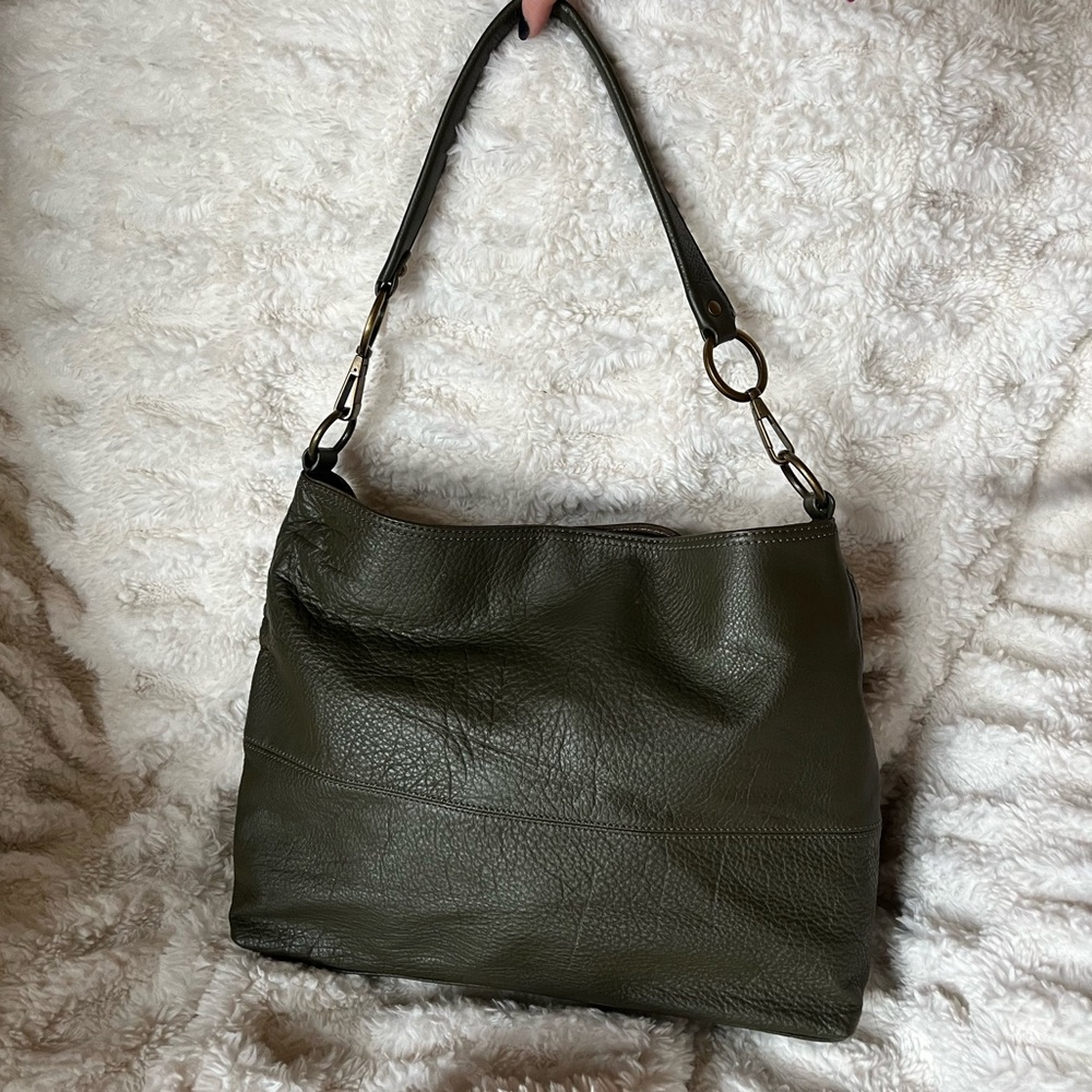 **SOLD** Alfani Deep Evergreen Genuine Leather Shoulder Bag